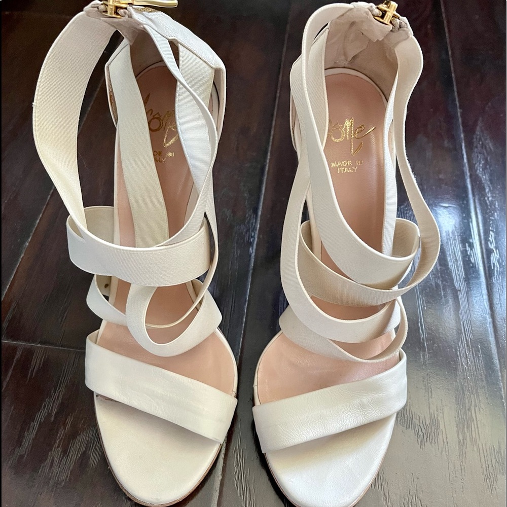 Icone Strappy Italian Leather Ivory Cream Heels Sandals